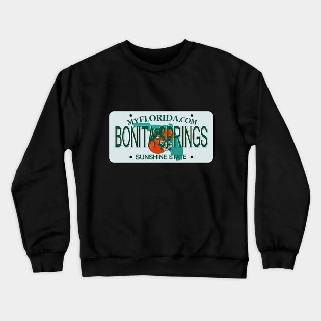 Bonita Springs Florida License Plate Crewneck Sweatshirt by Mel's Designs